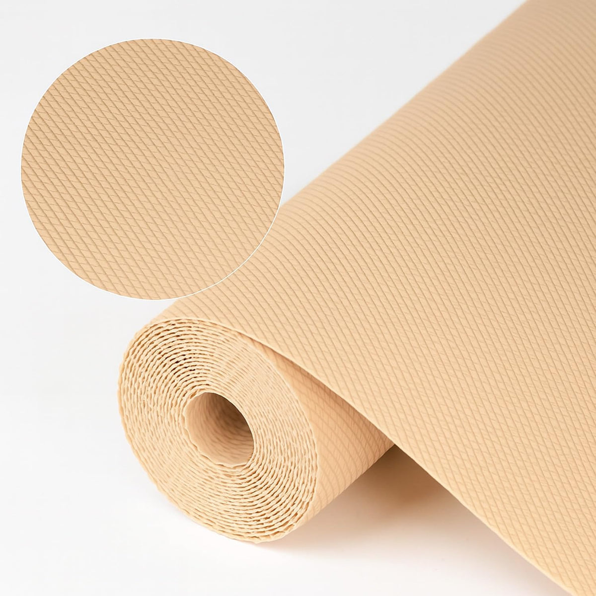Go Hooked EVA Anti Slip Fridge Mat Roll 45cm x 5m | Waterproof Shelf Liner for Kitchen Cabinet, Drawer, Refrigerator & Wardrobe | Food Grade Washable Cuttable Reusable Place Mat (Beige) Kafalo