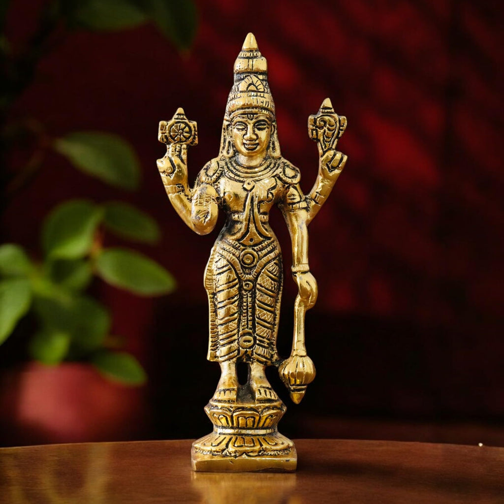 KridayKraft Lord Venkateswara Swami Tirupati Balaji Vishnu JI Murti Idol Holding Club Statue Showpiece Ideal for Pooja Room Mandir Temple and Home Decor Items (Pack of 1)