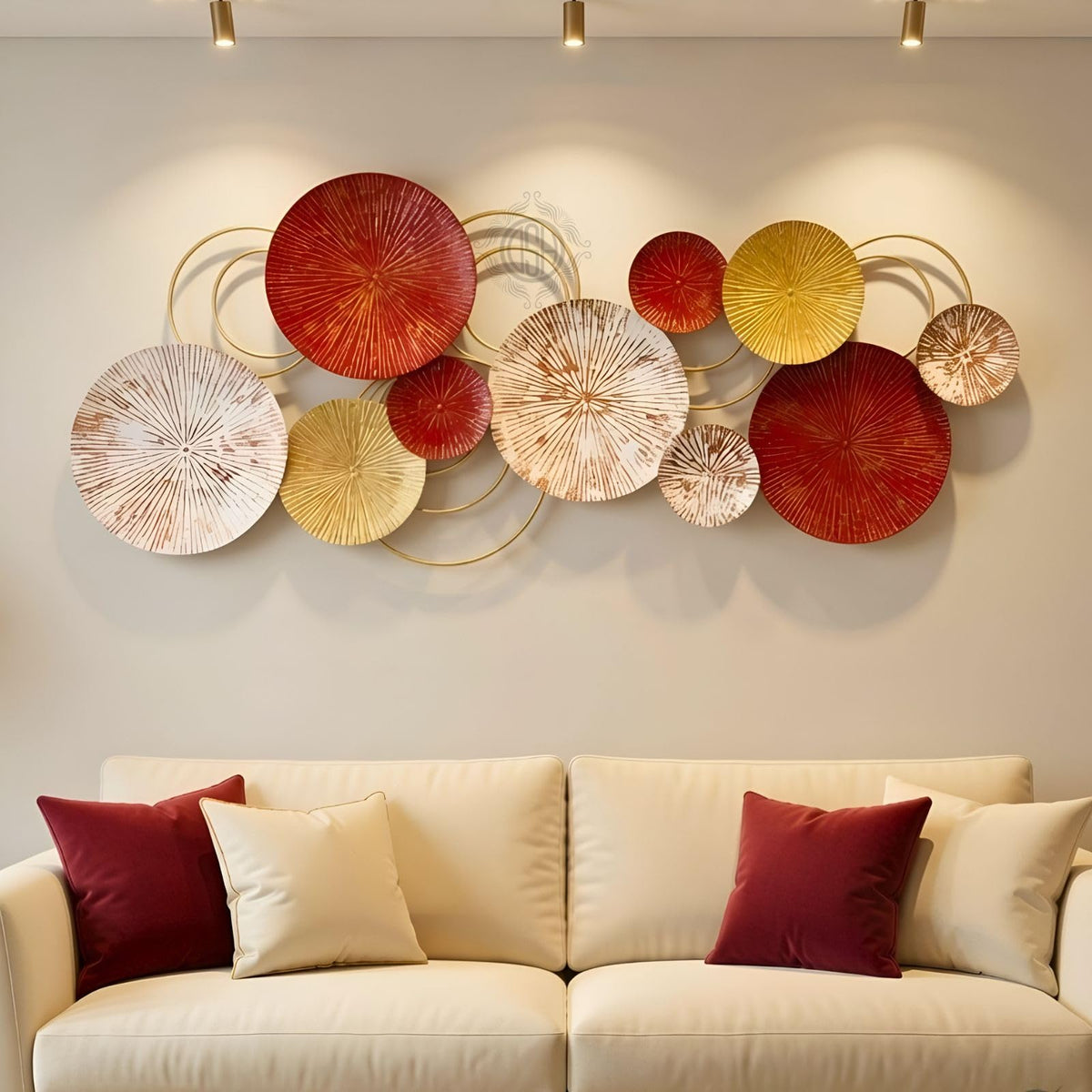 DSH CRAFTING YOUR CURIOSITY Metal Wall Art Wall Hanging Sculpture Perfect For Home, Hotel,Restaurant, Living room Decoration. (20-CIRCLE-RED)