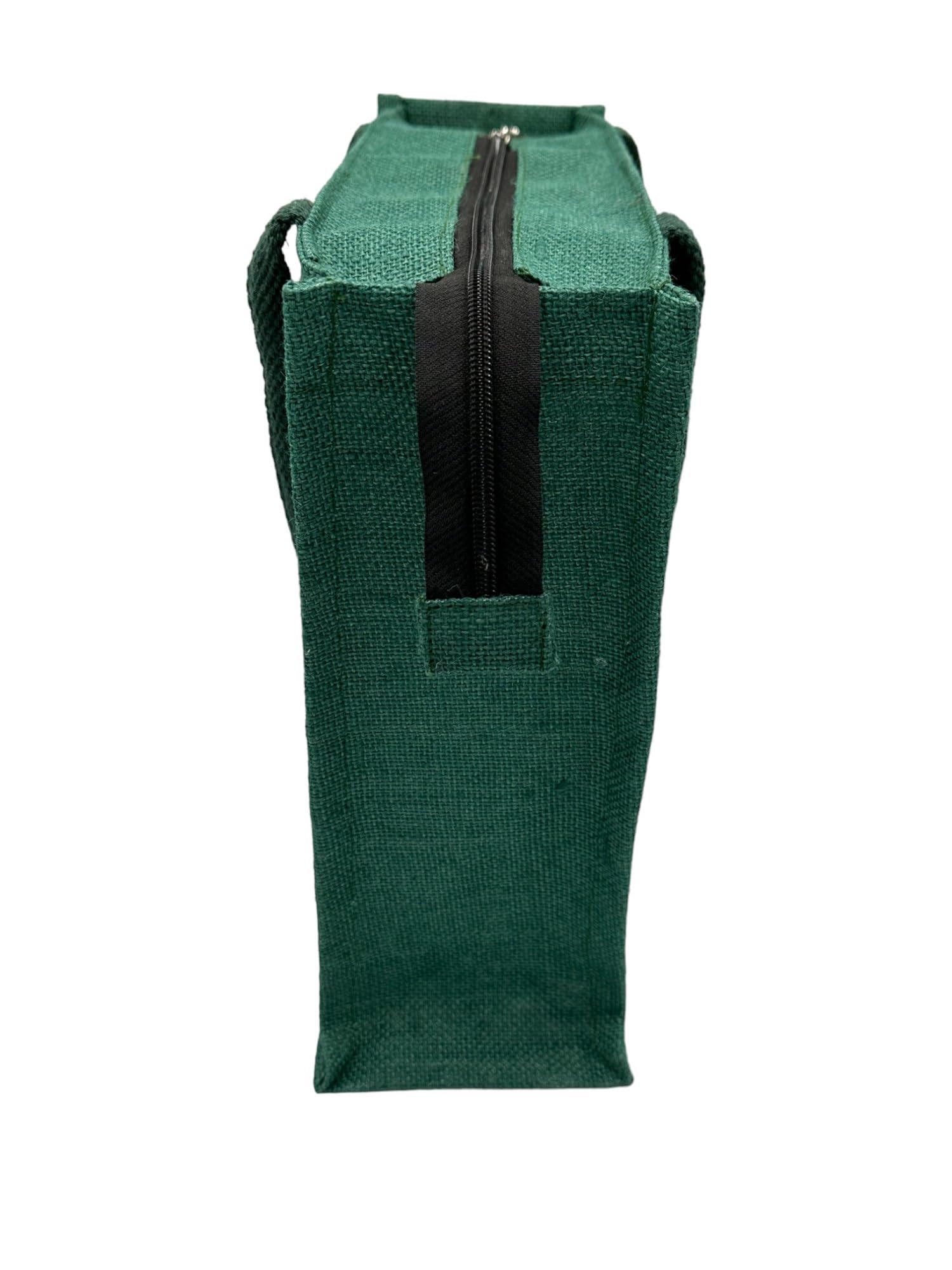 JUTEKA Printed Eco Friendly Jute Bag with Zipper Closure and Premium Cotton Handles for Lunch, Grocery, Tiffin, Office, Shopping