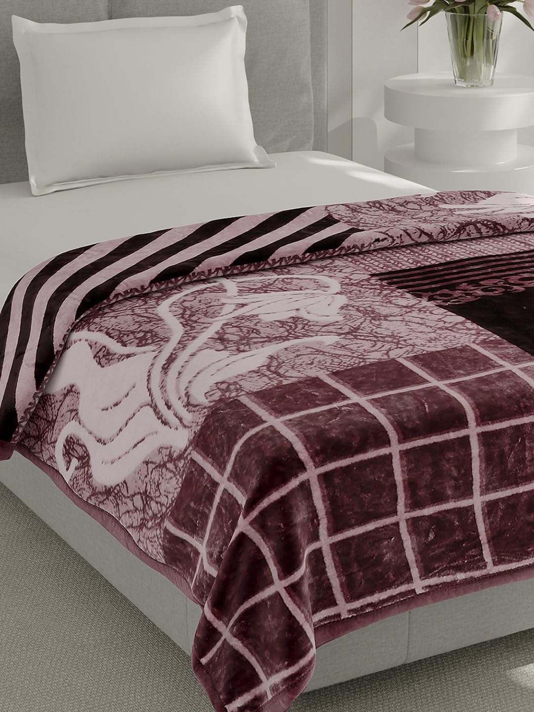 Monte Carlo Single Bed Winter Blanket Soulmate 1 Ply Box Packing 500 GSM | 1.7 KG (220x160 CM), Coffee Kafalo