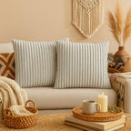 AWARD VELVETS Premium Faux Rabbit Fur Plush Luxury Soft Fluffy Striped Decorative Throw Pillow/Cushion Covers for Sofa, Couch, Living Room - (Light Grey, 24 x 24 inch) Set of 1
