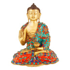 ARTVARKO Brass Buddha Showpiece Statue for Home Decor Living Room Office Desk Garden Table Decoration and Gifts 12 Inches