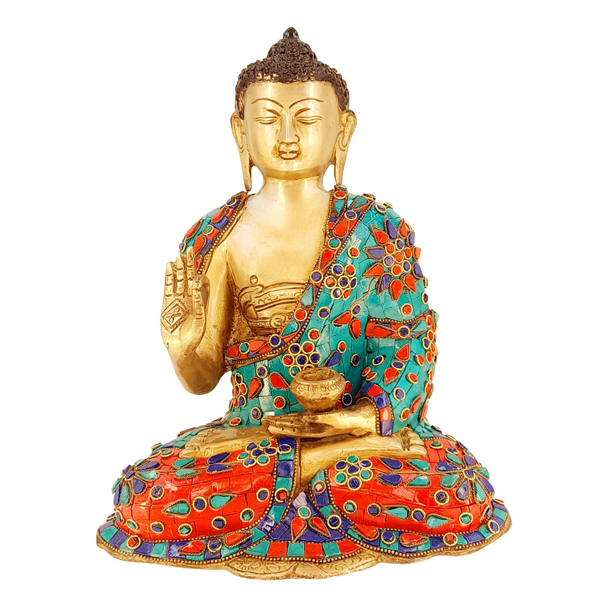 ARTVARKO Brass Buddha Showpiece Statue for Home Decor Living Room Office Desk Garden Table Decoration and Gifts 12 Inches