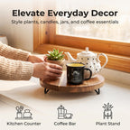WILDMOS Decorative Round Wood Riser For Display,Pedestal Tray For Home Or Kitchen And Bathroom Countertop Organizer,Farmhouse Kitchen Counter Decor Tray. (12-Inch), Brown