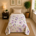 Linen Home Reversible Dohar Single Size Floral Purple & White Kafalo