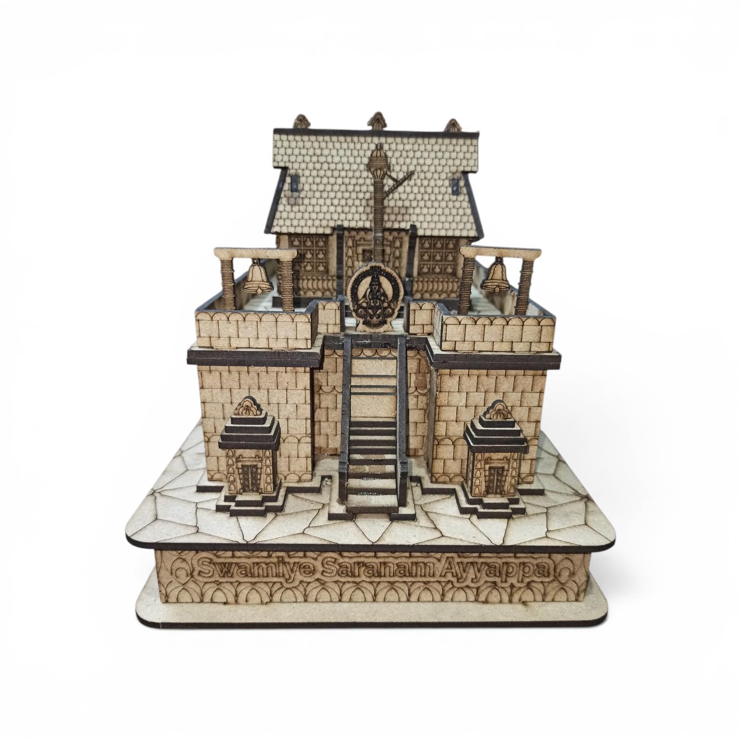 QUEENS CANVAS Wooden Shri Sabarimala Ayyappan Temple 3D Model, 16.5x25x18 cm