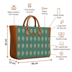 The Purple Tree Women's Office Essential Bag | Vegan Leather Handbag with Laptop Compartment | Spacious Office Bag | Durable Non-Fade Designer Work Tote for Travel, College & Daily Use (Teal Motif)