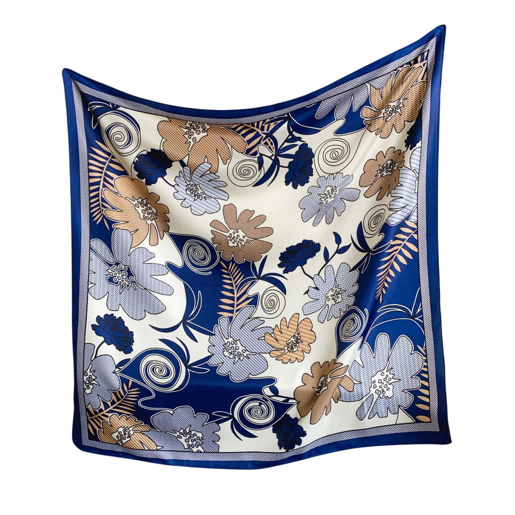 CrossKulture Printed Poly Silken feel Scarf Stole for Women | Stylish, Soft, & Lightweight | Satin Feel Neck, Hair & Head Scarf for Women | Square Silk Stole for Handbag (Colour69)