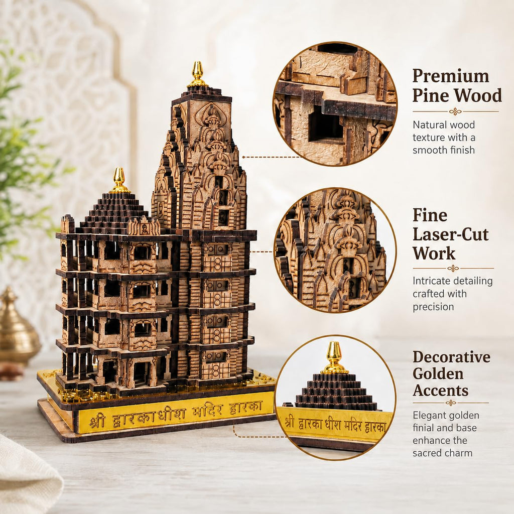 CdrArts Shri Dwarkadhish Temple Dwarka Wooden 8 INCH