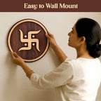 SWAGSTATION Swastik MDF Spiritual Wall Hanging | Mandir & Home Temple Decor for Pooja Room, Office & Entrance (6 Inch)