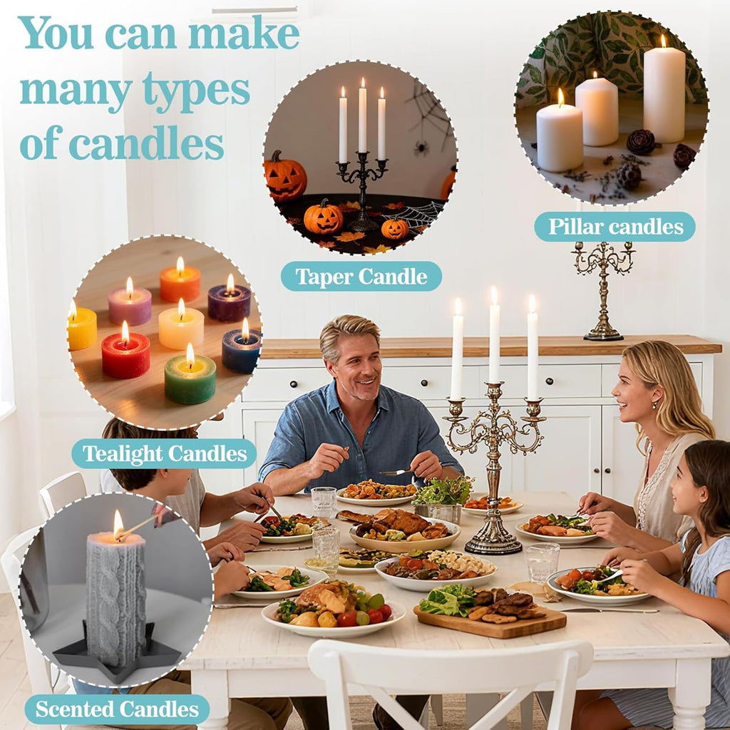 Asian Hobby Crafts Candle Making Set with 50 Wicks 5 Inch, 40 Wick Stickers & 10 Wooden Wick Holders – DIY Candle Making Kit for Beginners, Candle Making Materials, Craft Kit for Homemade Candles