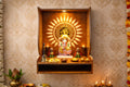 PIXELCRAFTS Wooden Temple Puja Mandir Art and Crafts Temple for Home, Shop, Office with LED SPOT Light (Size – H 15.5X L 11.5 x W 11 inch) (COACHWOODUNIQUE)