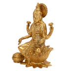 ARTVARKO Brass Goddess Lakshmi Idol Statue of Prosperity Statue Laxmi Maa Sitting on Lotus for Home Puja Mandir Temple Height 7 Inch
