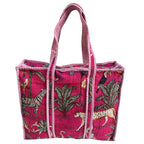 Bazaar Bhoot Edition Premium Cotton Quilted Shopping Tote Bag - Multipurpose Long Lasting Foldable Reusable Bag with zipper for Shopping, Travel & Daily Use - Made in India (Animal Print Black)