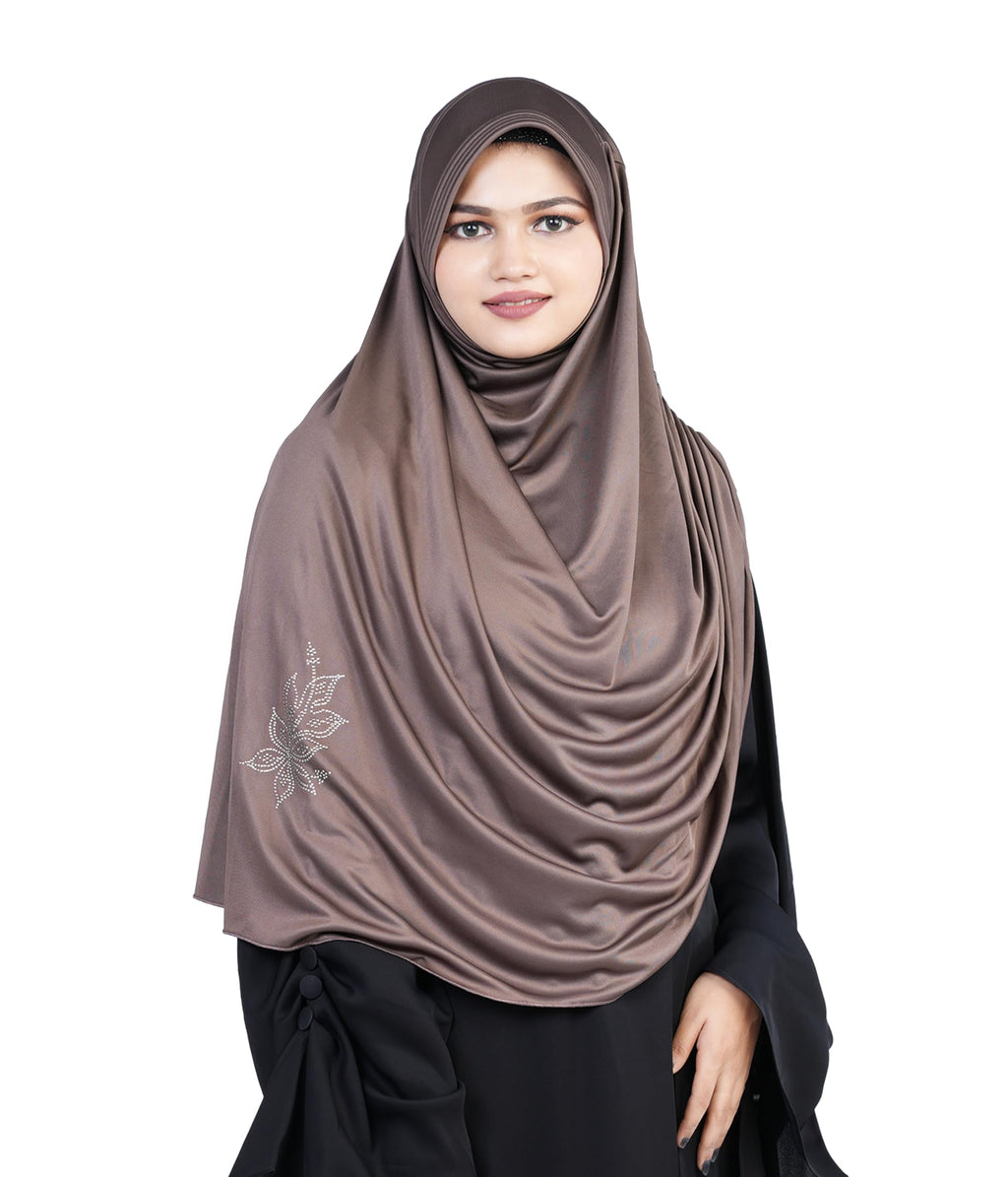 Mehar Hijab's Glamour in Modesty Fazluna Sigle side Frill Hijab XL (XXL, FORMAL GREY)