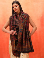 Pashmoda Women Zewar Fine Wool Kaani Shawl, Authentic Kashmiri Luxury Pashmina Style Shawl, Stole, Medium Gents Lohi, Size (40x80 Inches, Black Color) MZSS05