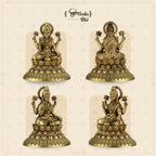 Shilpkala Brass Kamal Laxmi Idol with Fine Detailing & Antique Finish, Idols for Pooja Room, Livingroom, Office Table, Idol Gift for Housewarming & Wedding, (2.3 Inch, Coffee Antique)