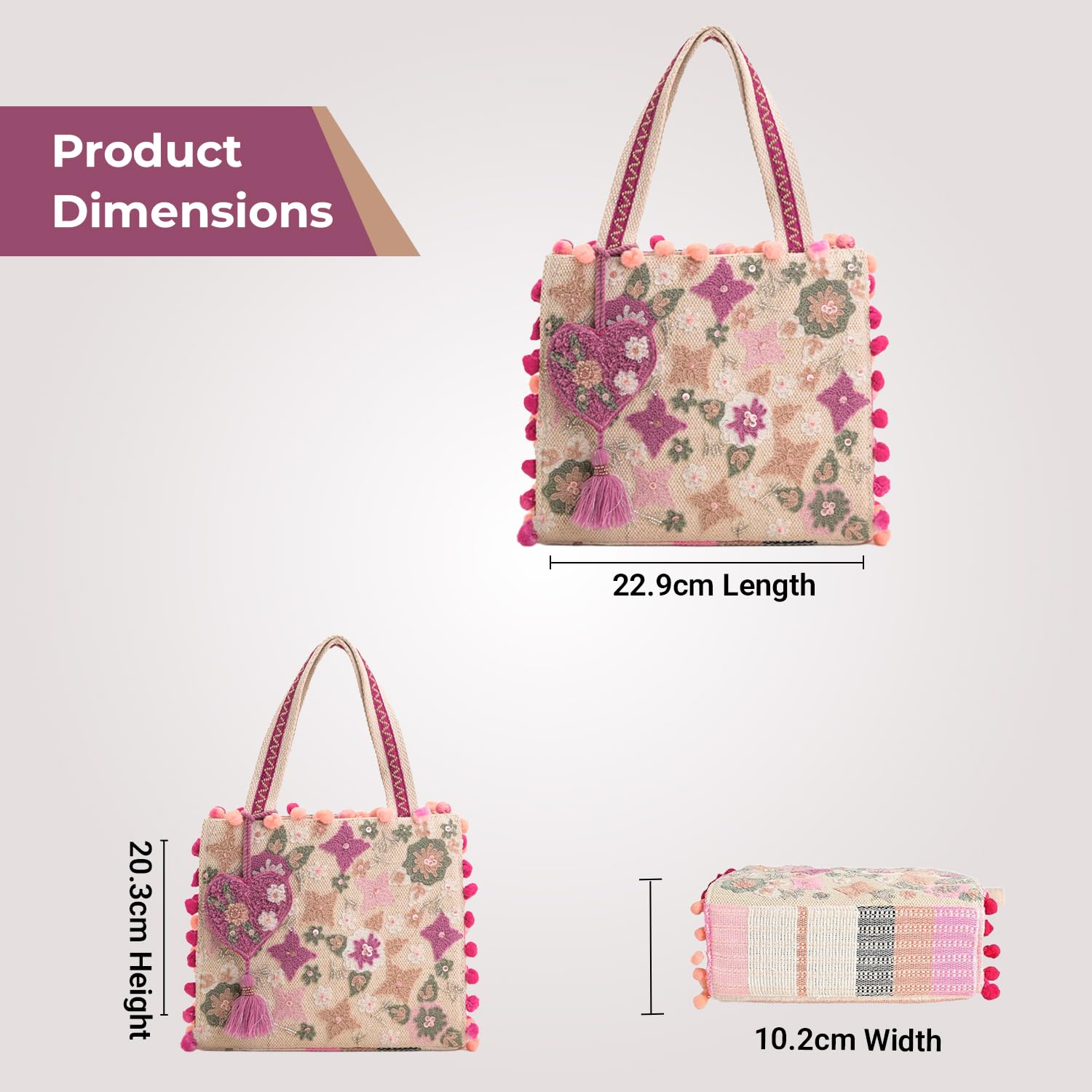 Boho Girl Mini Tote Bag for Women Whimsical Jacquard Handbag with Adjustable Strap Stylish and Elegant Ladies Crossbody Shoulder Purse, Sling Bag Perfect Birthday, Anniversary and Wedding Gift