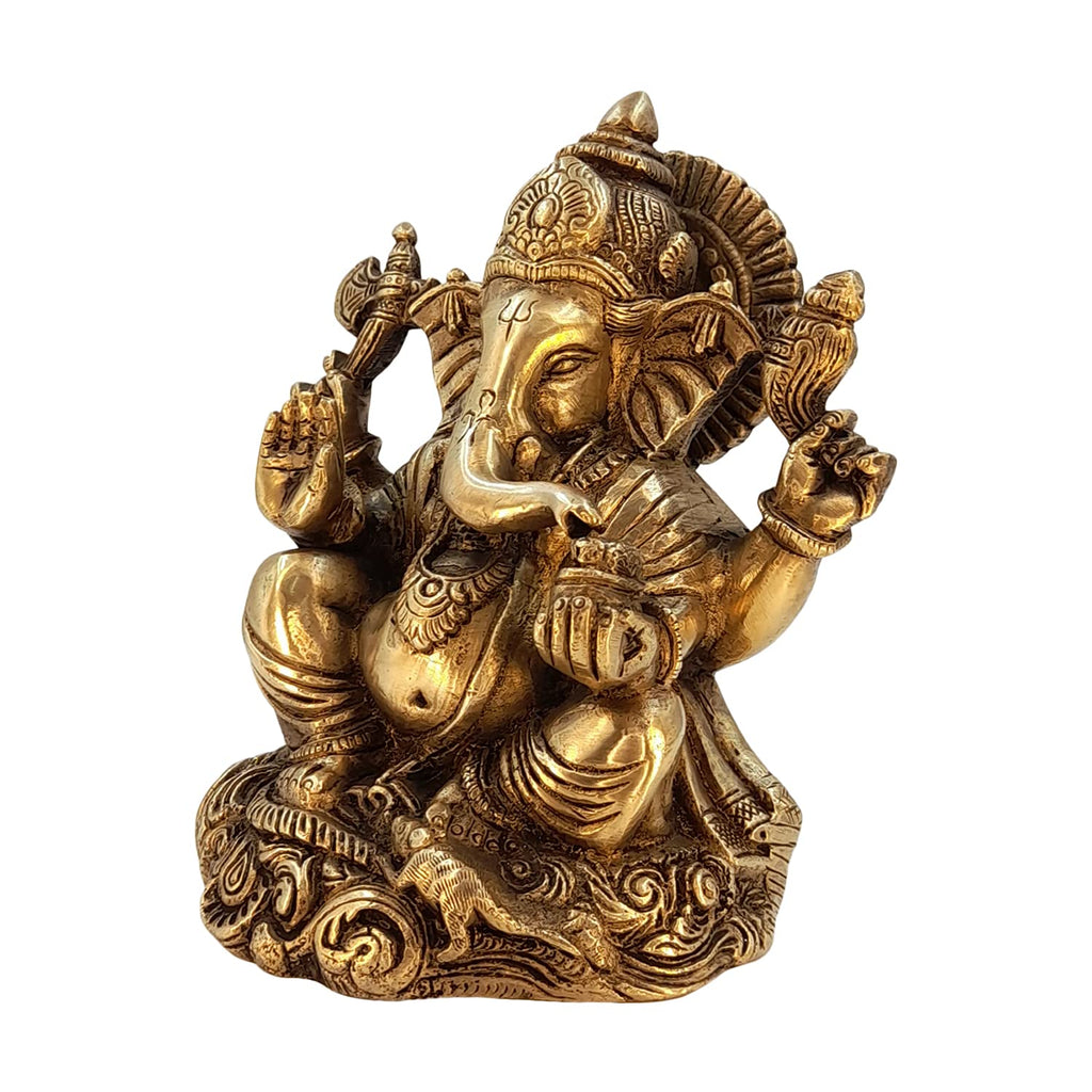ARTVARKO Brass Lord Ganesha Ganesh Bhagwan Idol Ganpati Murti Statue for Home Office Entrance Decor Diwali Gift 6 Inches