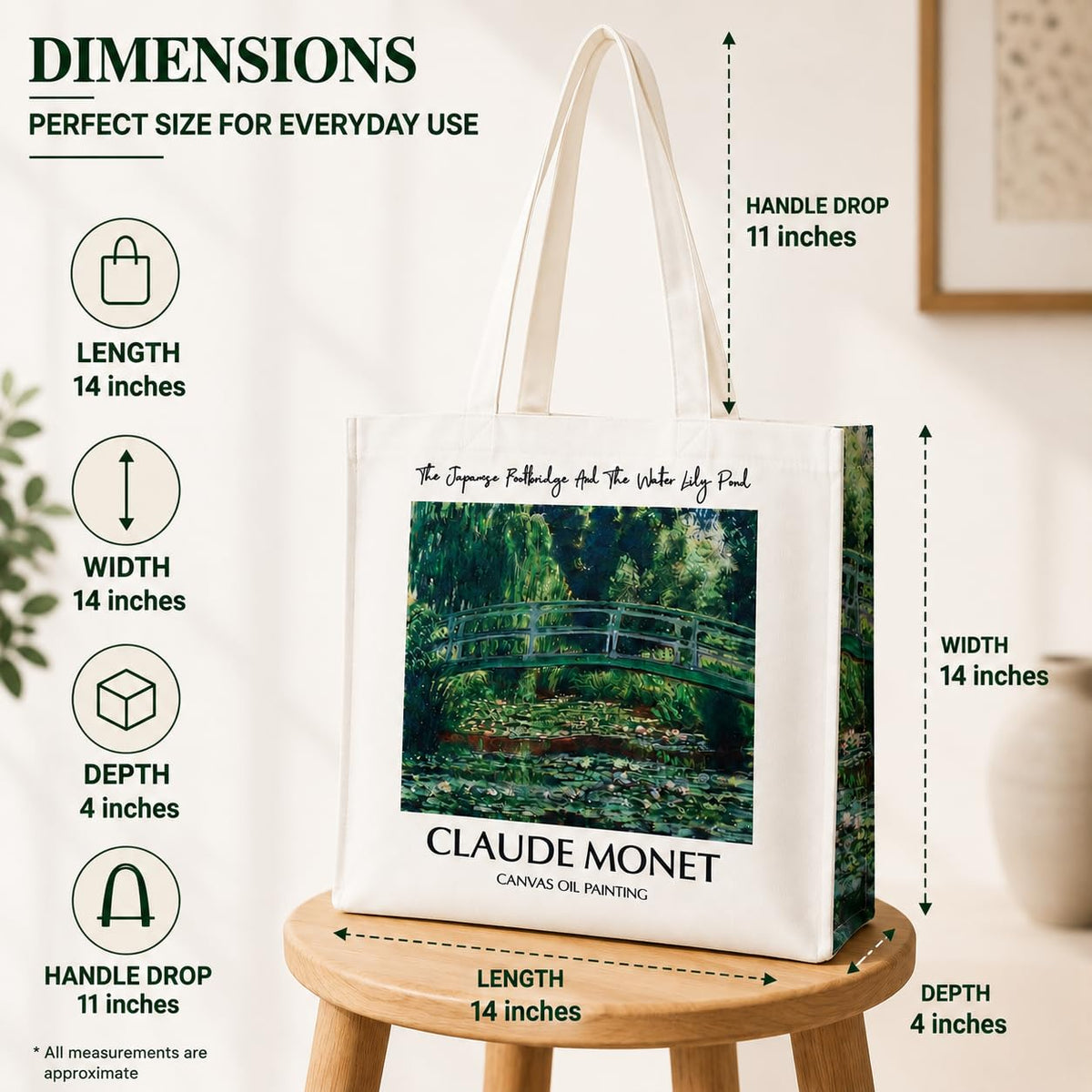 ECOEK Artsy Poly Canvas Tote Bag for Women | Zipper Closure, Bottle Holder & Keychain Hook | Premium Poly Canvas Bag for Travel, College, and Office | Reusable Shopping Tote Bag Gift