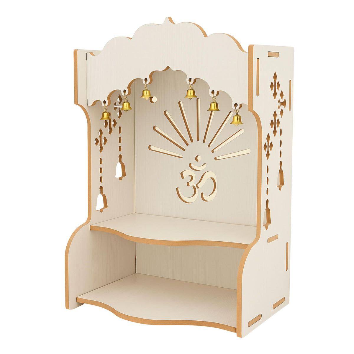 HOMEWEY DECOR Wooden Home Temple Handcrafted Support Heavy Idols Luxurious Finish Pooja Mandir for Home and Office Wall Mount for Room (Design3)