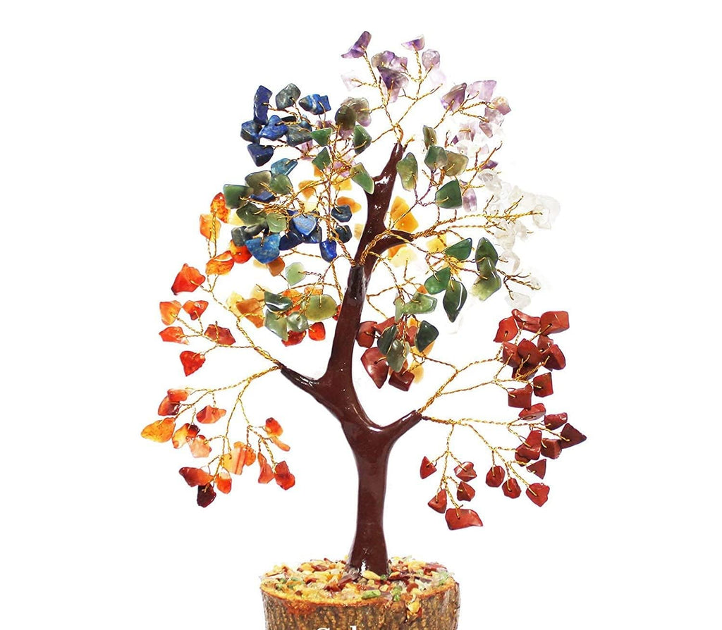 A P HOMES 7 Chakra Healing Gemstone Tree - Handcrafted Feng Shui Crystal Tree for Positive Energy, Wealth, and Balance | Meditation Decor, Reiki Healing, Home & Office Decor Gift (100 Beads)