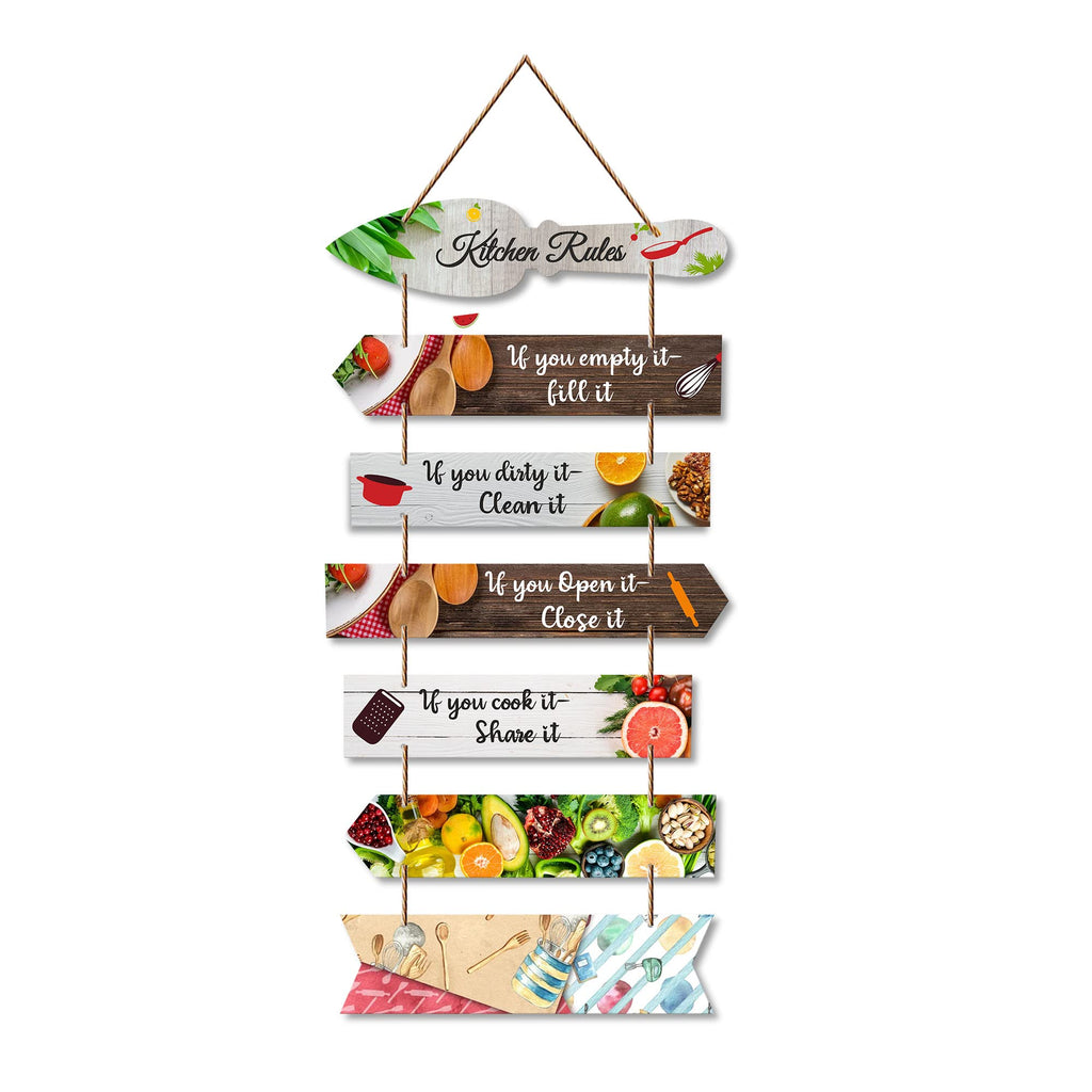 Artvibes Kitchen Rules Printed MDF Wooden Wall Art For Cafe | Kitchen | Restaurants | Quotes Decor Item | Kitchen Quotes Wall Hanging | Wall Sculpture | Signs & Plaques | Gift Items (WH_7004N)
