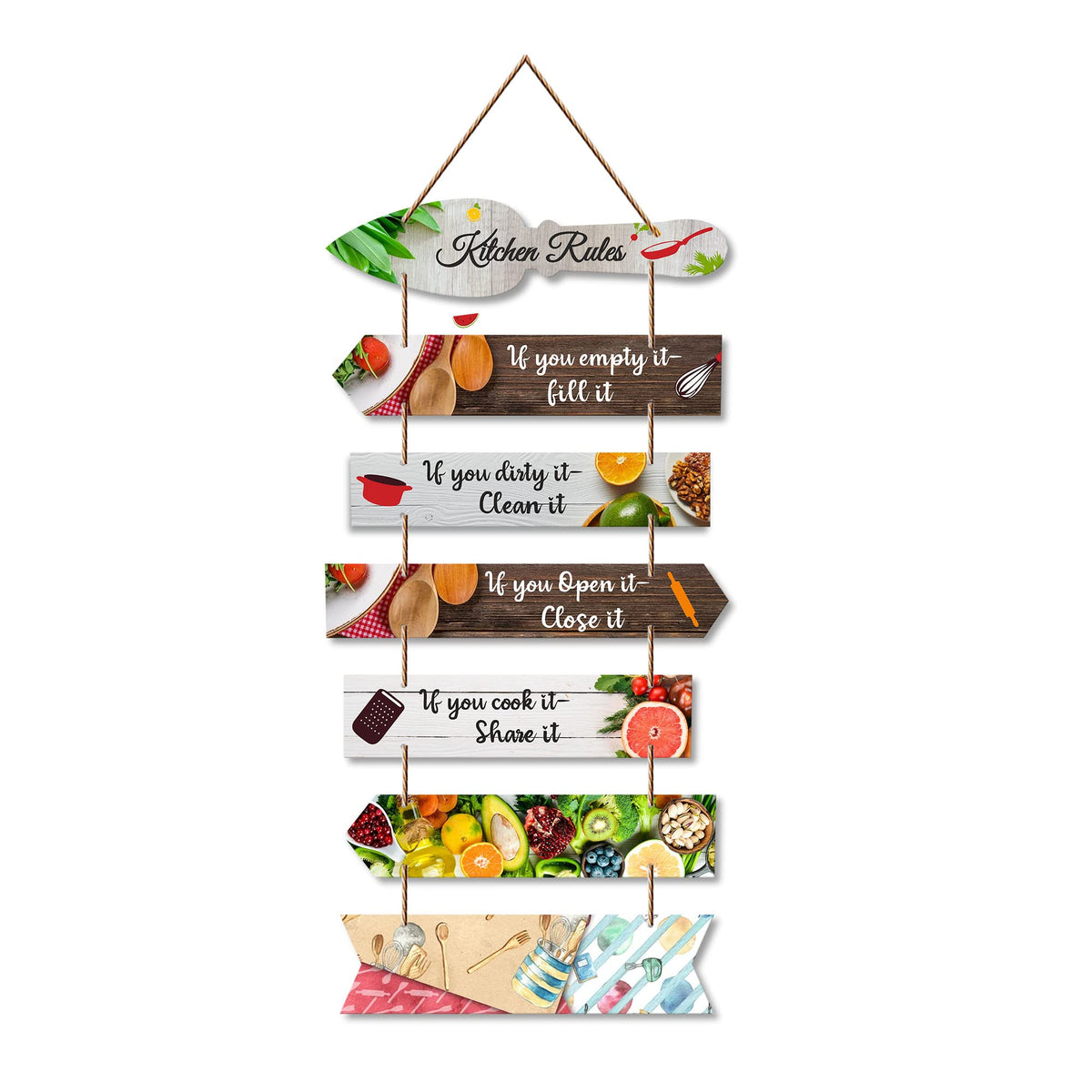 Artvibes Kitchen Rules Printed MDF Wooden Wall Art For Cafe | Kitchen | Restaurants | Quotes Decor Item | Kitchen Quotes Wall Hanging | Wall Sculpture | Signs & Plaques | Gift Items (WH_7004N)