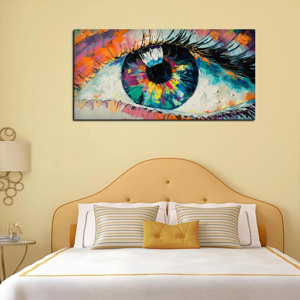 VIBECRAFTS Canvas Paintings for Living Room Drawing Room Canvas Wall Painting of Human Eye for Home|Office|Gift(PTVCH_2393NV)(48 x 24 Inches)