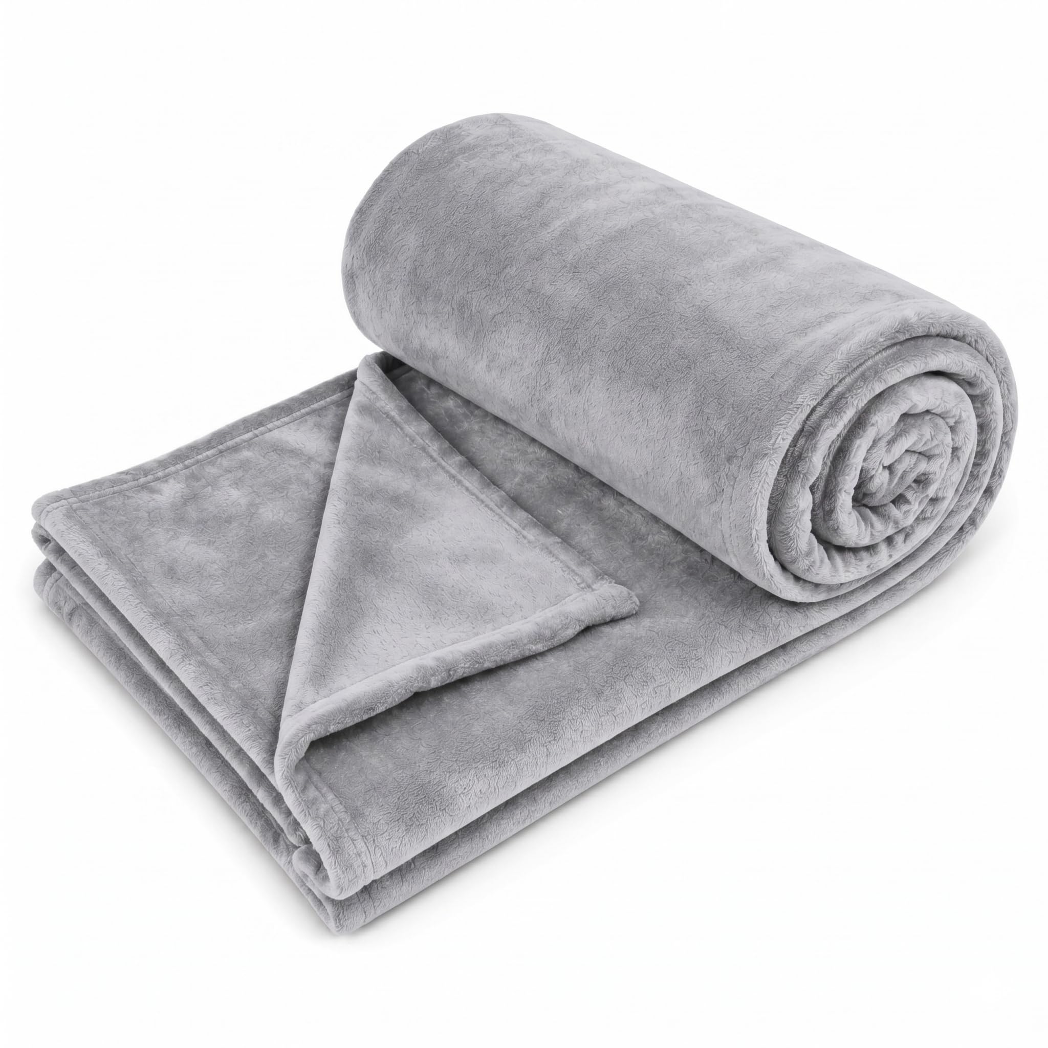 CB HOME Super-Soft All Season Fleece Single Blanket Cozy ComfortFleece Blanket Ultra-Soft Fluffy & Warm, 60 X 90 Inches (Grey) Kafalo