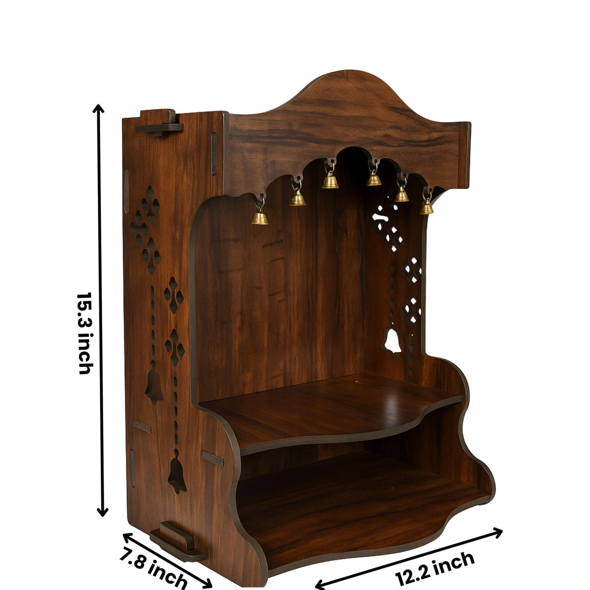 HOMEWEY DECOR Wooden Home Temple Handcrafted Support Heavy Idols Luxurious Finish Pooja Mandir for Home and Office Wall Mount for Room (Design1)