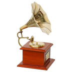 JaipurCrafts Premium Sparkle Square Gramophone Showpiece - 23 cm (Brass, Brown, Gold) (Brown, Gold)