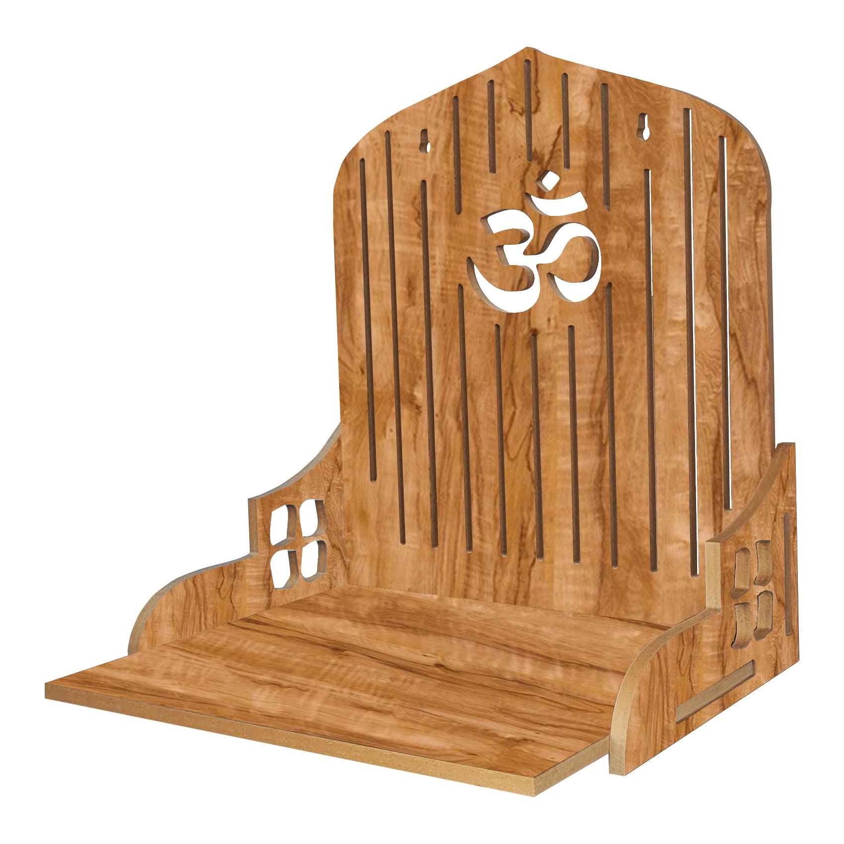 LINGAZ Wooden New Wall Mounted Hanging Puja Temple Stand for Home, Shop and Office