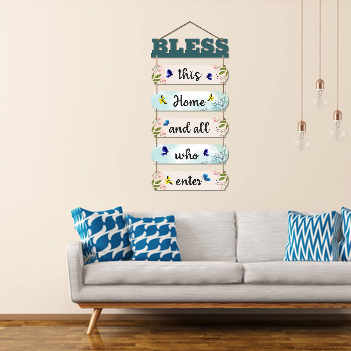 Artvibes Bless This Home Wooden Wall Hangings Decor For Home | Living Room | Quotes Decor Item | Home Quotes Wall Hanging | Modern Decor Items | Wall Poster | Artworks Hangings | Gift(WH_6613N)
