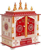 Kamdhenu Art and Craft Wooden Temple/Home Temple/Pooja Mandir/Pooja Mandap/Temple for Home (Om Door), 24 Inches, 12 Centimeters
