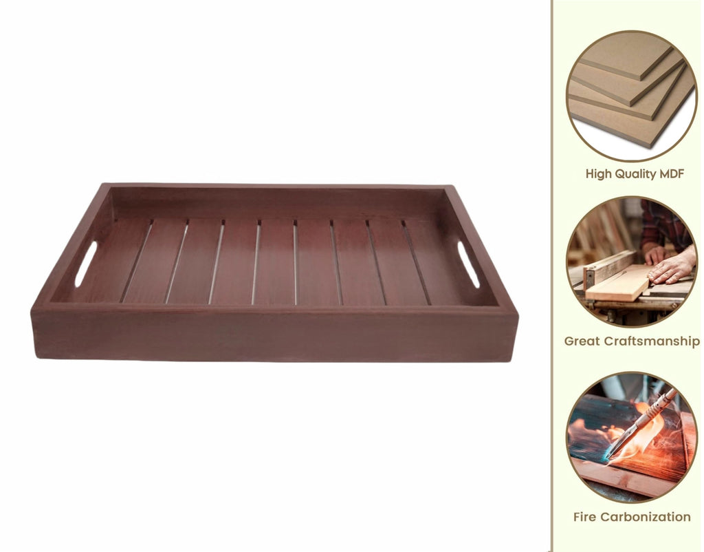 Dime Store Wooden Handmade Serving Tray with Handle Multipurpose Tray | Platters for Serving, Home and Kitchen (Modern)