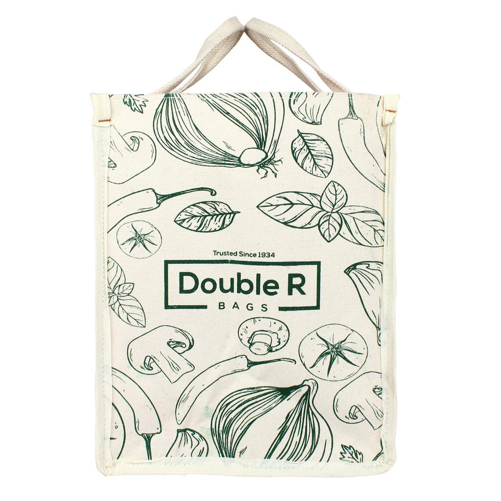 DOUBLE R BAGS Waterproof Cotton Canvas Shopping Bag | Large Reusable Grocery & Kitchen Essentials Tote with short Handles | Eco-Friendly Cloth Carry Bag (45x35x27.7 cm, 1 Compartment, Green) Pack of 1