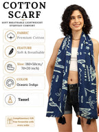 KE KANHA EXPORTS Cotton Scarf with Tassels|Scarf for Women Stylish|Stole for Women|Breathable Boho Beach Summer Wrap|Multicolor Scarf|Easily Fits 180 * 50 CM