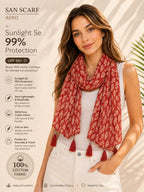 Yuma Fashions Women’s Printed Fashion Scarf, Stylish Lightweight Stole for Women, 180 x 50 cm (Brick Red)