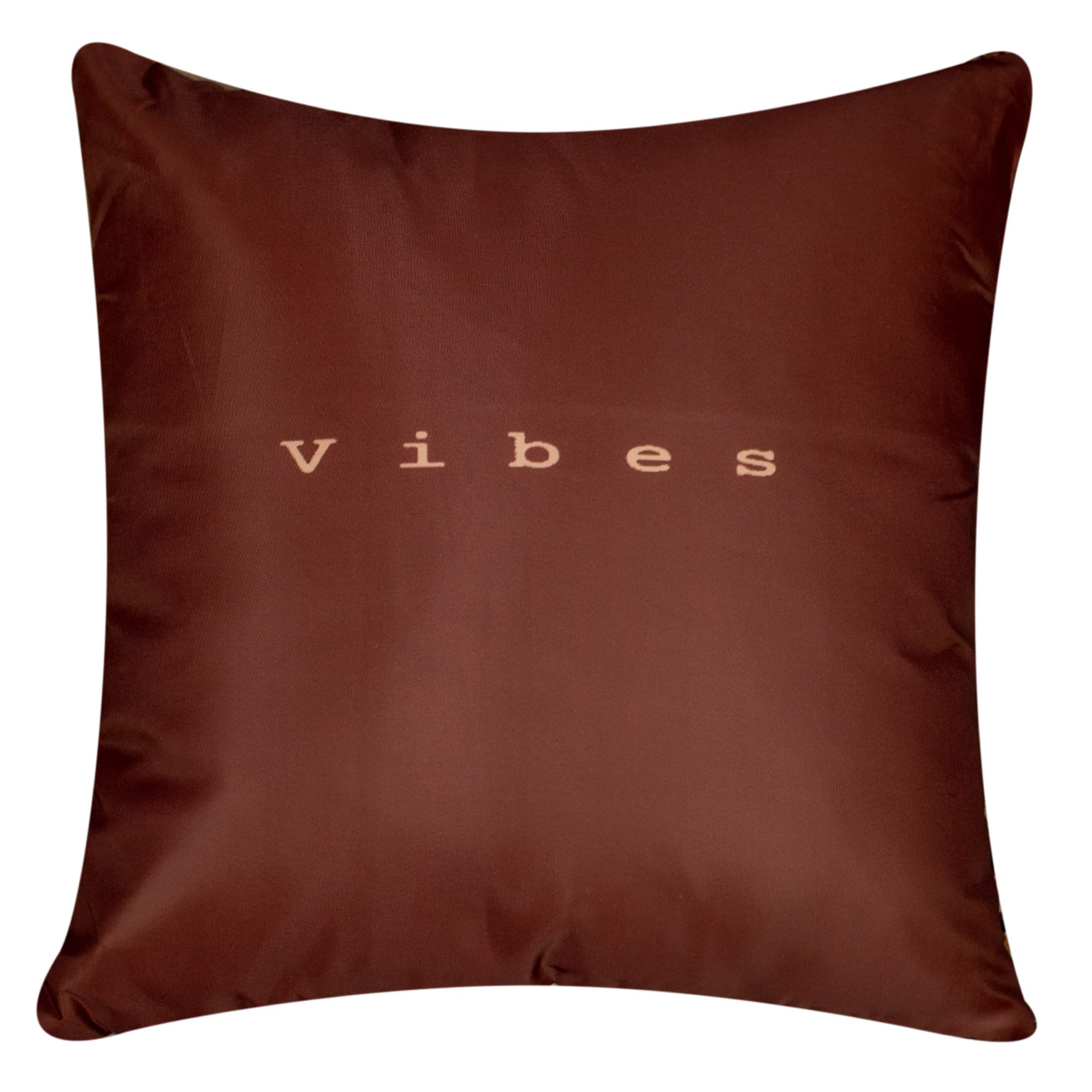 Vendola Printed Satin Sofa Cushion Covers Set of 5 16 inch x 16 inch, Brown Throw Pillow Covers for Sofa, Decorative Cushion Covers for Living Room, Bedroom, Couch, (Mocha, 16x16)