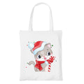 Happu Christmas White Cotton Canvas Tote Bag with Zip | Festive Printed Reusable Tote for Women & Girls | Eco-Friendly, Washable & Multi-Purpose Gift Bag HPK-3430