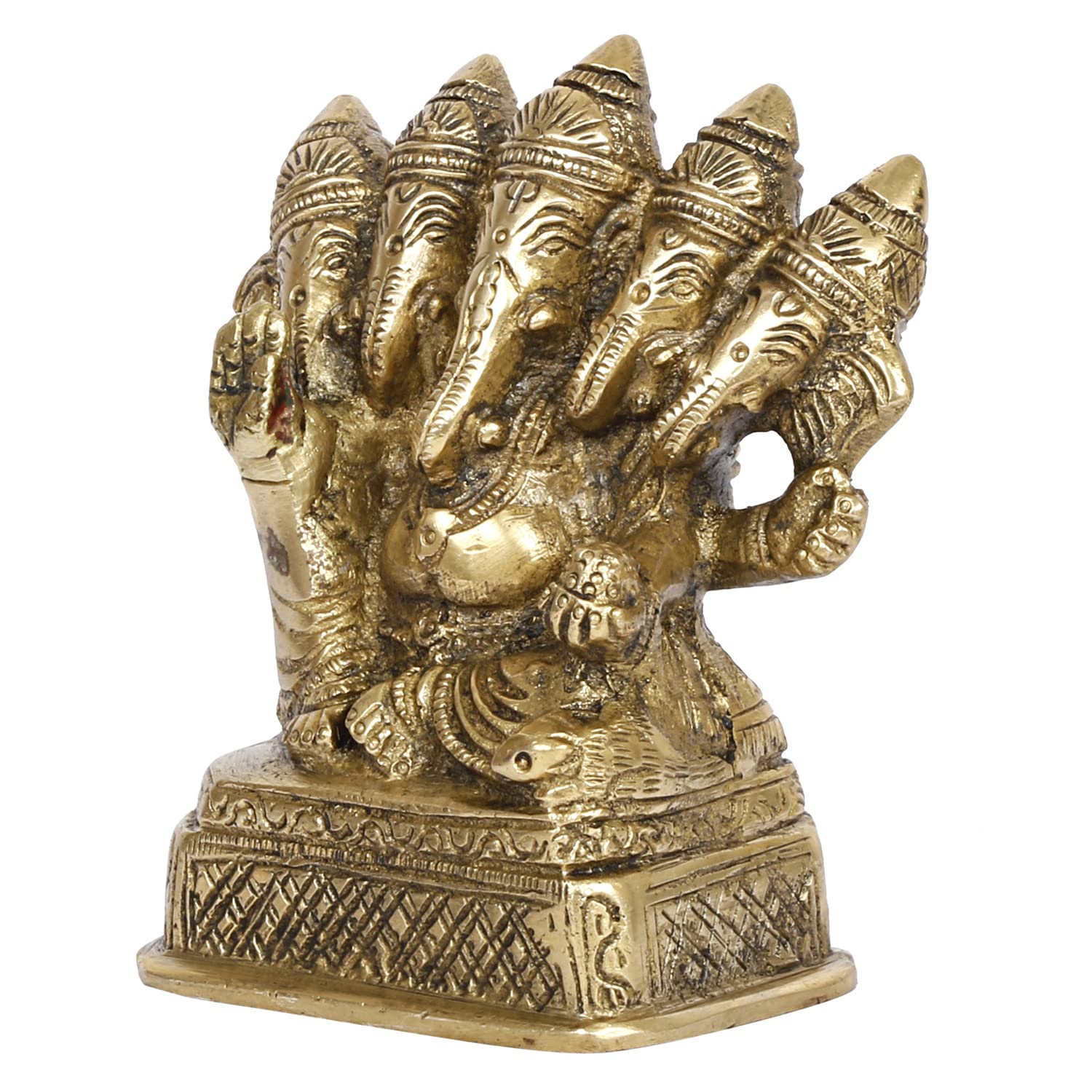 Svarup Brass Panchmukhi Ganesha Idol Ganesh murti 5 Five Face Lord Ganpati Murti for Home Entrance Decor Diwali Gift 4.5 Inch
