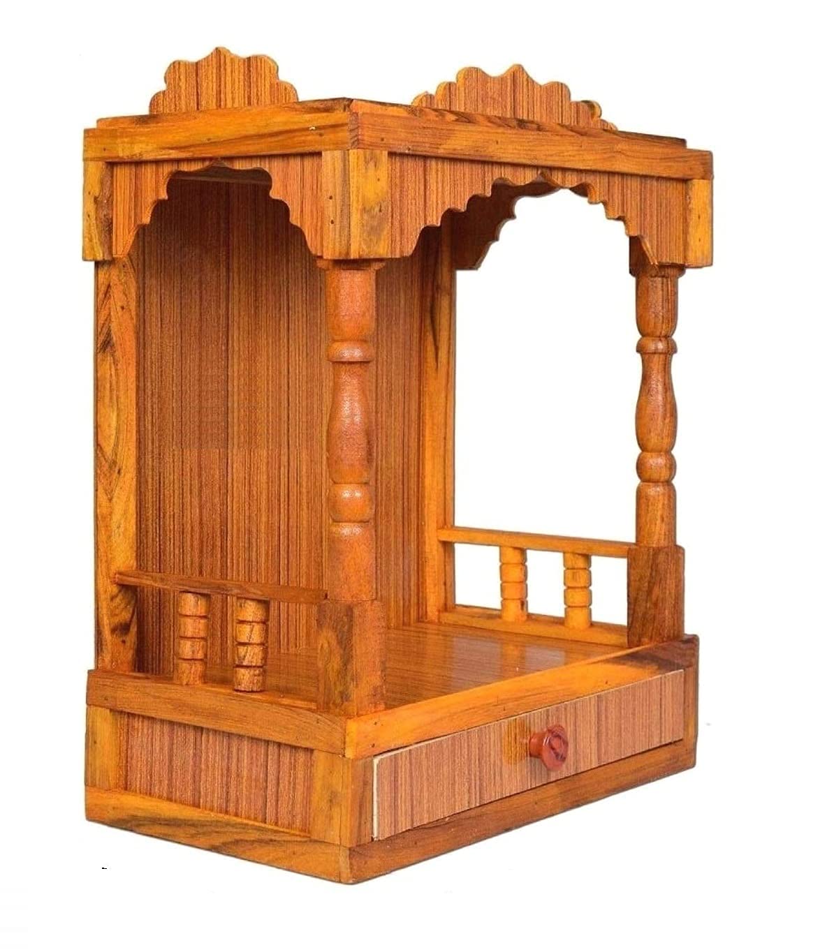 ANCHARA Wooden Plywood Mandir for Pooja Home Decoration Beautiful Temple (Hight 52 X 40 X 25 CM) White