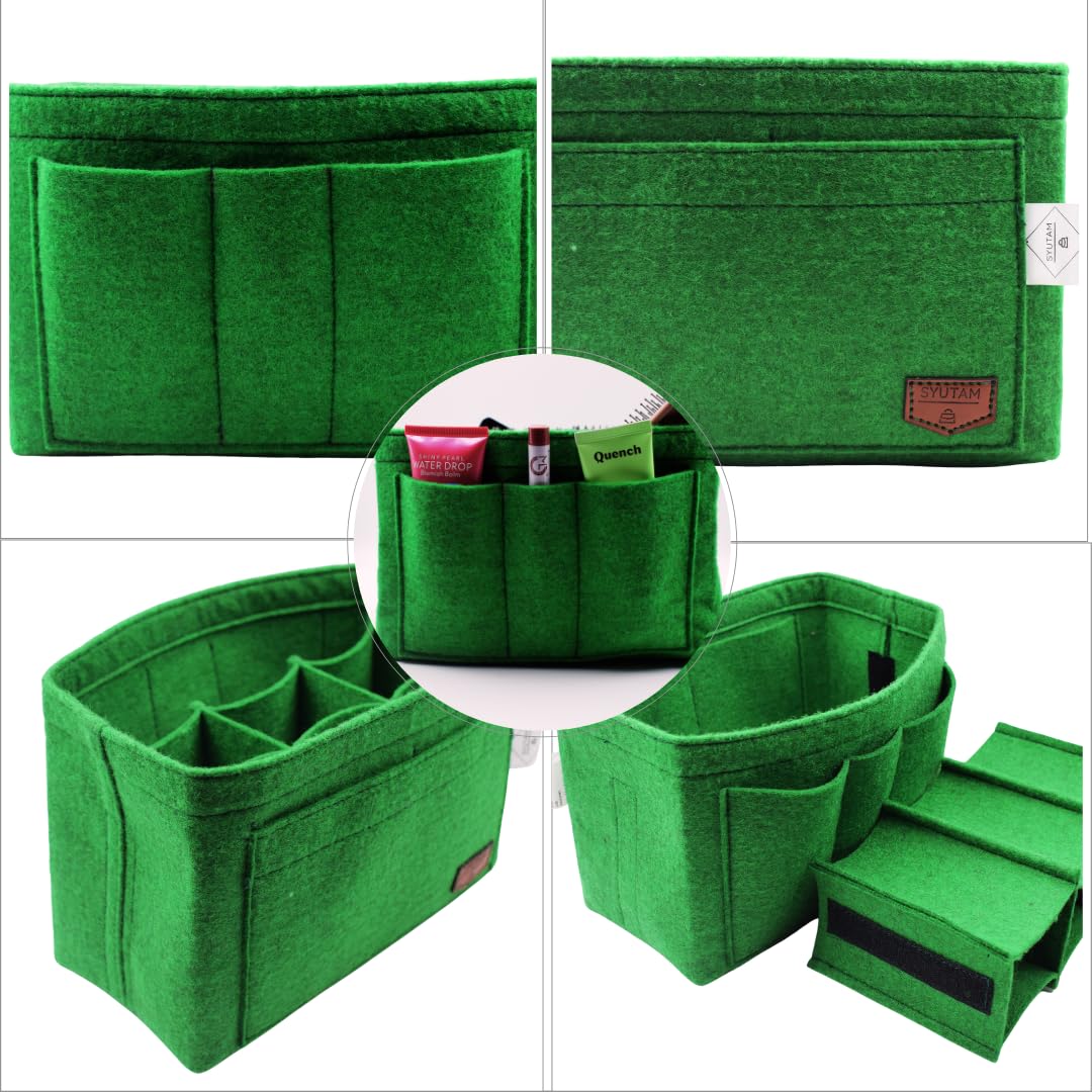 SYUTAM Women Felt Purse Organizer Insert for Ladies Handbag, Tote, Hobo Bag Storage Divider, Multiple Compartment - Green(9.25x5.1x5.9) inch (Medium)
