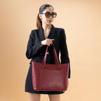 Caprese Rain Large Tote Bag for Women | Stylish, Durable, Multi-Compartment Design for Work, Travel, Shopping | Large Capacity, Comfortable Straps, Ideal for 15 Laptop & Essentials (Cherry Lacquer)