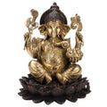 SVARUP Brass Mangalkari Ganesha Sitting On Lotus Bhagwan Idol Ganesh Statue Ganpati Murti for Home Entrance Decor Diwali Gift Height 12 Inch
