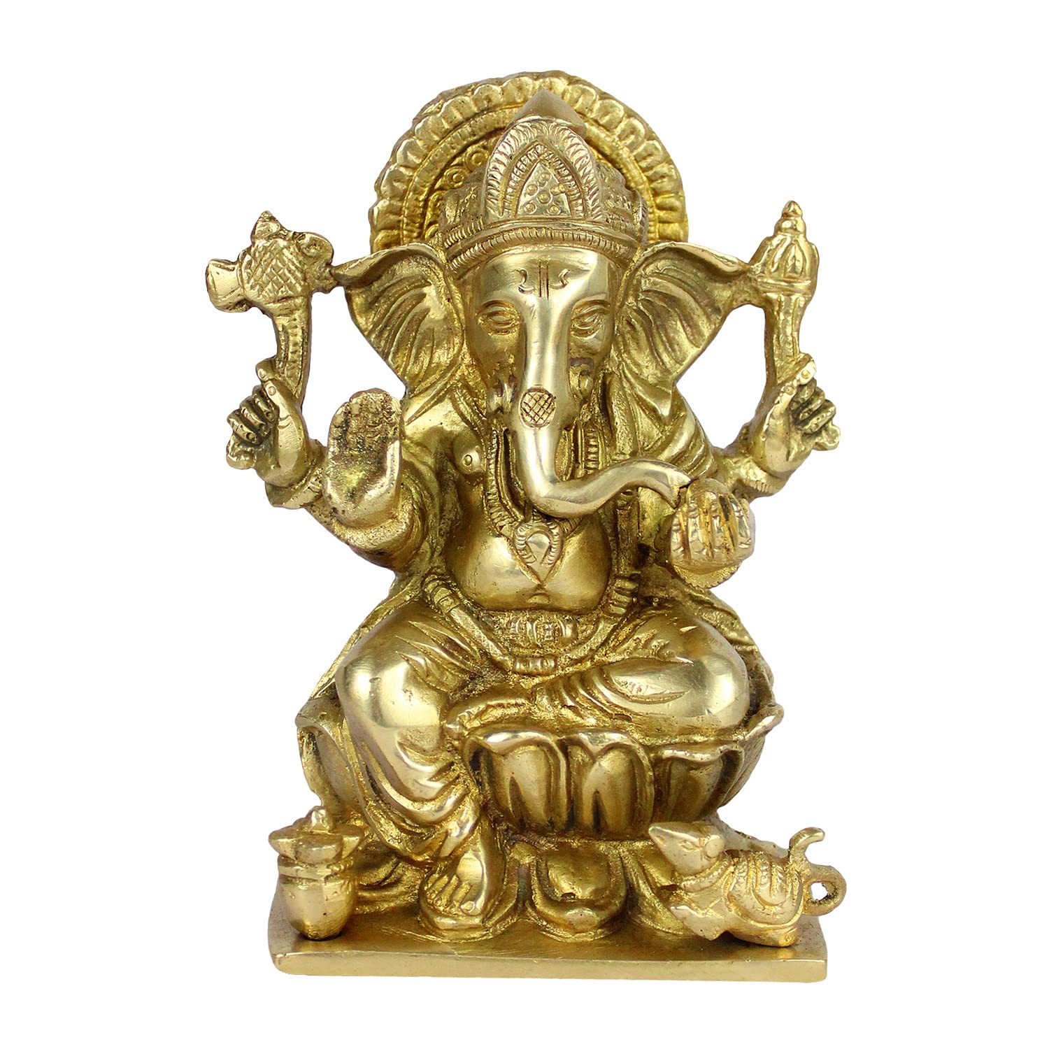 ARTVARKO Brass Ganesha Idol Statue Murti Lord Ganesh Ganpati Kalash Idols for Home Entrance Decor Pooja Room Temple Mandir Diwali Decoration Gifts 6 Inch