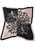 leeza store Women's Silk Scarf For Women 40X40 | Soft Beige & Jet Black | Digital Printed Butterfly Motif | Stylish Head Scarf, Neck Wrap, Stole