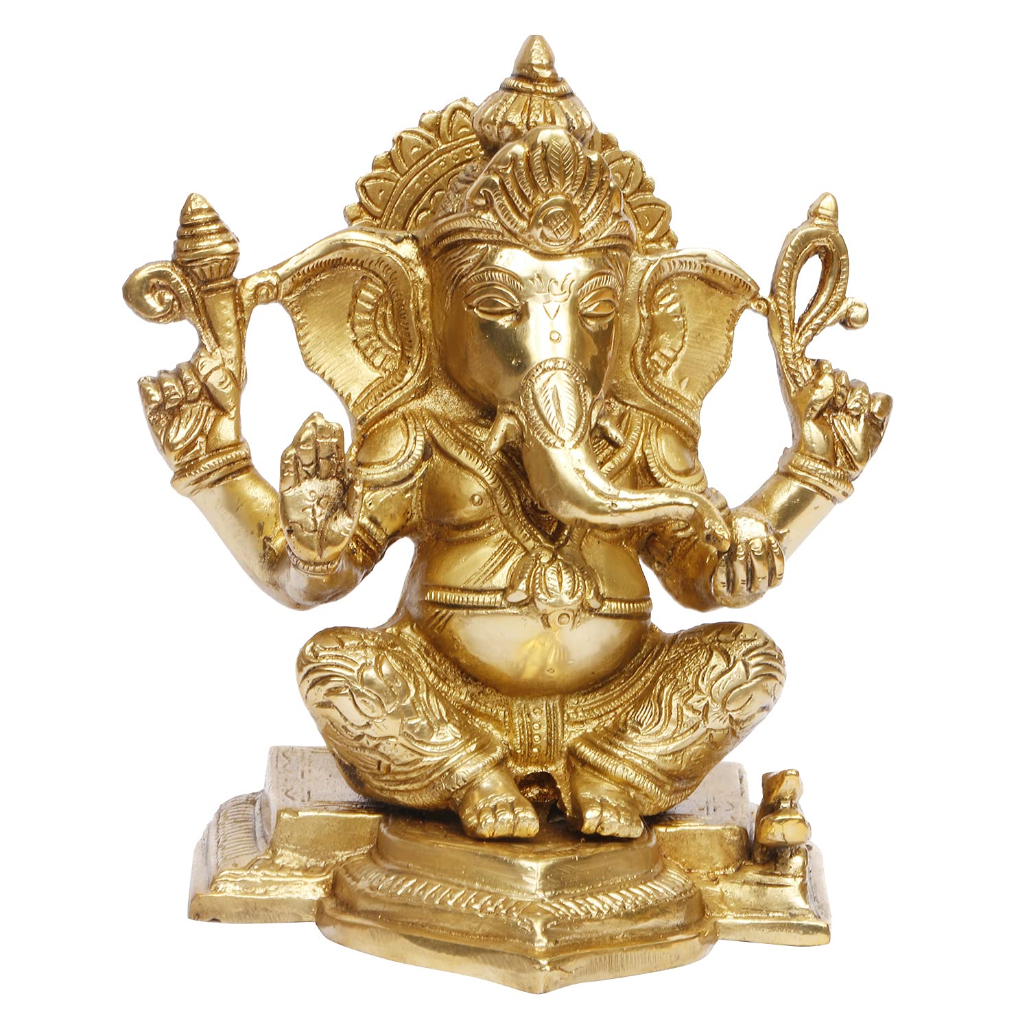 ARTVARKO Lord Ganesha Beautiful Brass Idol Hindu Good Luck God Ganesh Statue Religious Decorative Sculptures 7.5 Inch